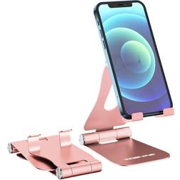 [Latest Version] Cell Phone Stand Foldable, YOSHINE Adjustable Phone Stand, Tablet Stand Holder, Aluminum Stand Charging Dock for All Smart Phones and Tablets Desk Phone Accessories-Rose Gold